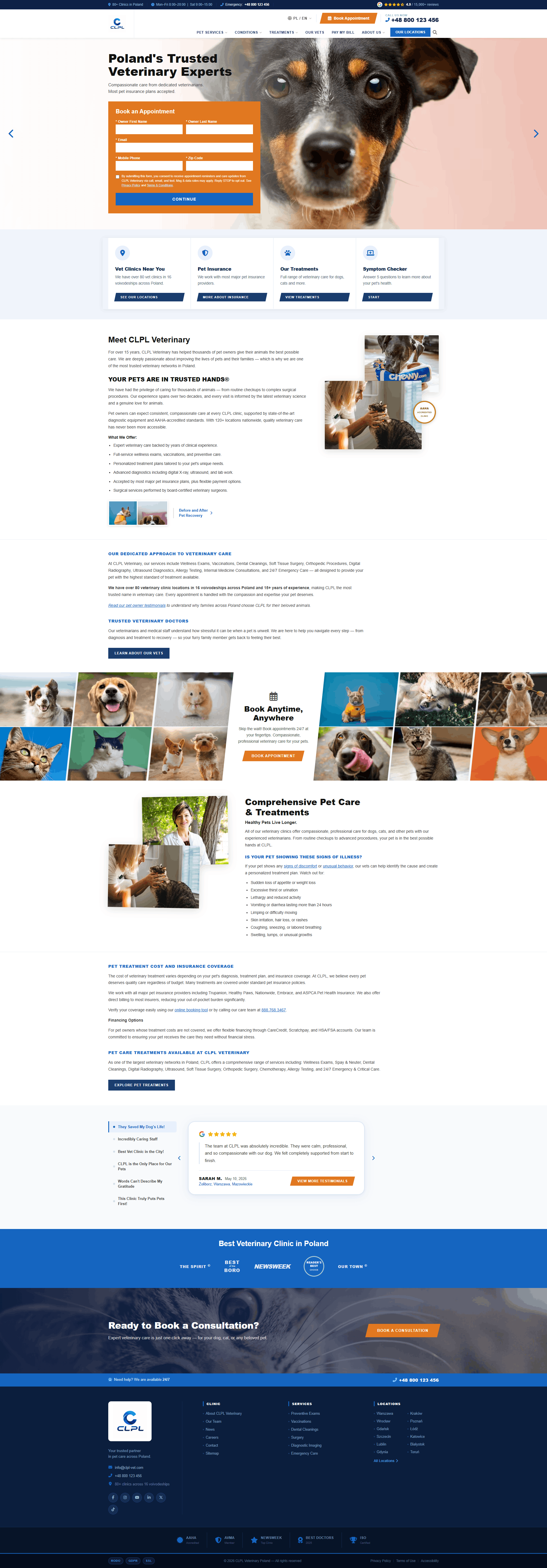 CLPL Veterinary Network website screenshot